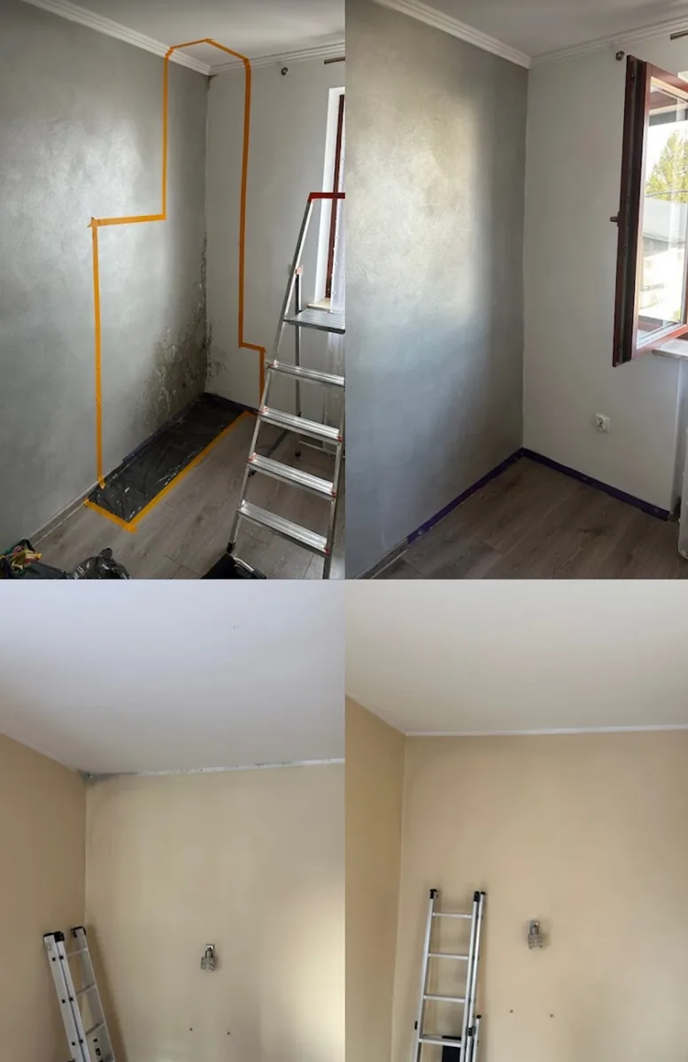 Prace przy usuwaniu pleśni ze ściany — realizacja MuchiClean